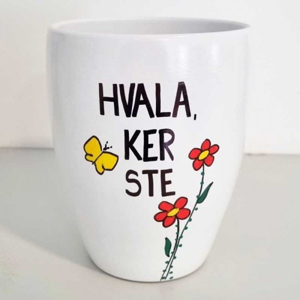 Lonec z ročno poslikavo Hvala, ker ste